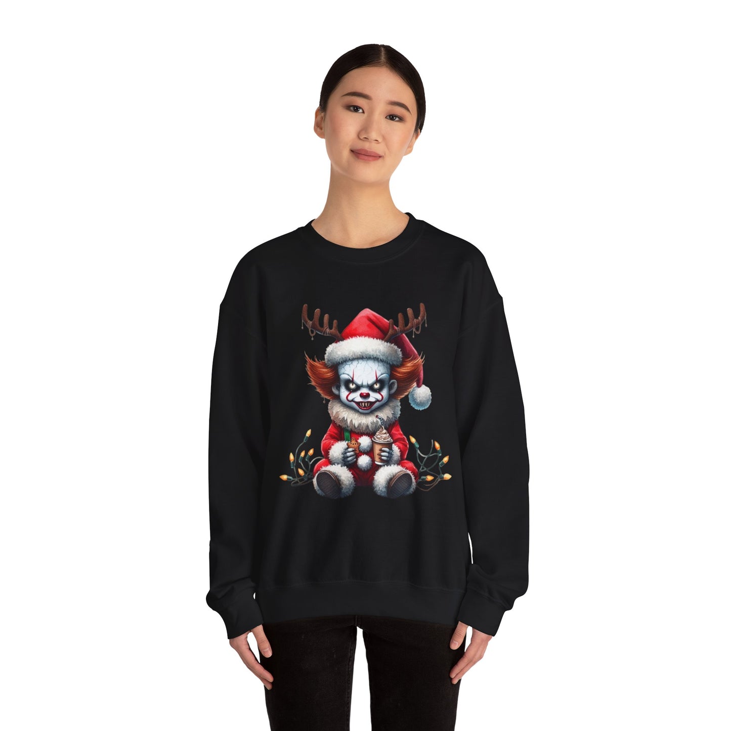 Creepy Clown Reindeer Christmas Sweatshirt