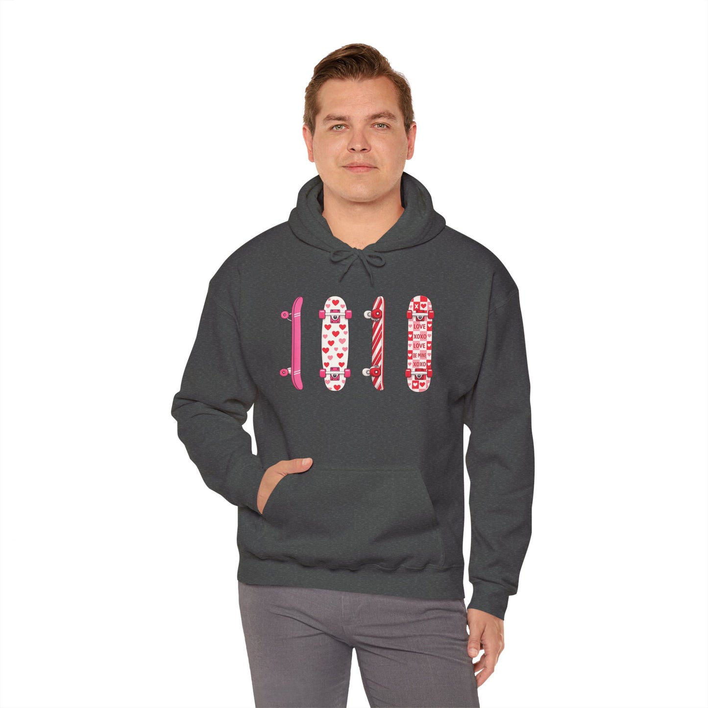 Valentine Skateboard Graphic Hoodie — Pink Heart Skate Decks