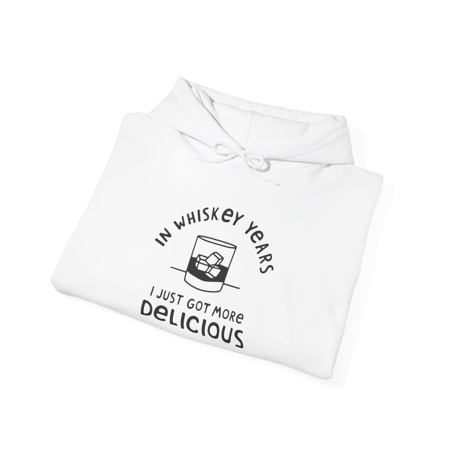 Whiskey Years Hoodie, Funny Sweatshirt for Whiskey Lovers, Perfect Gift for Birthdays, Relaxed Cozy Attire, Unisex Heavy Blend Apparel