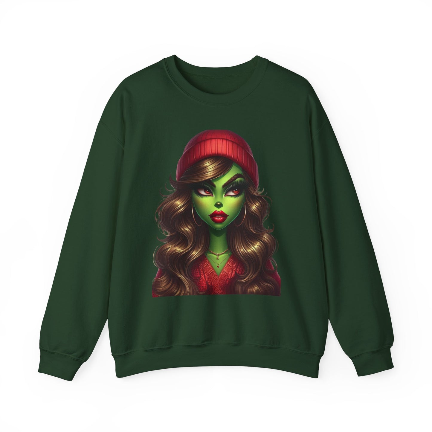 Witchy Green Girl Sweatshirt — Gothic Halloween Crewneck