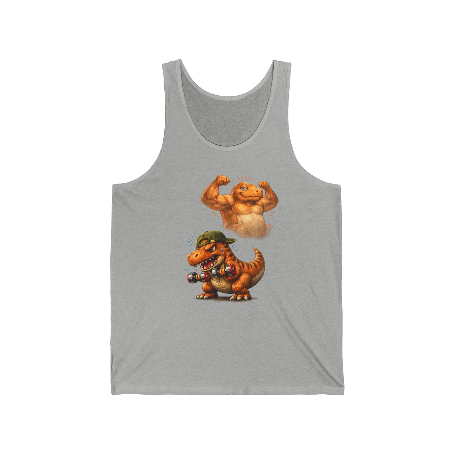 Dino Bros Summer Tank — Cute Muscular and Photographer Dinosaur Graphic Tank Top
