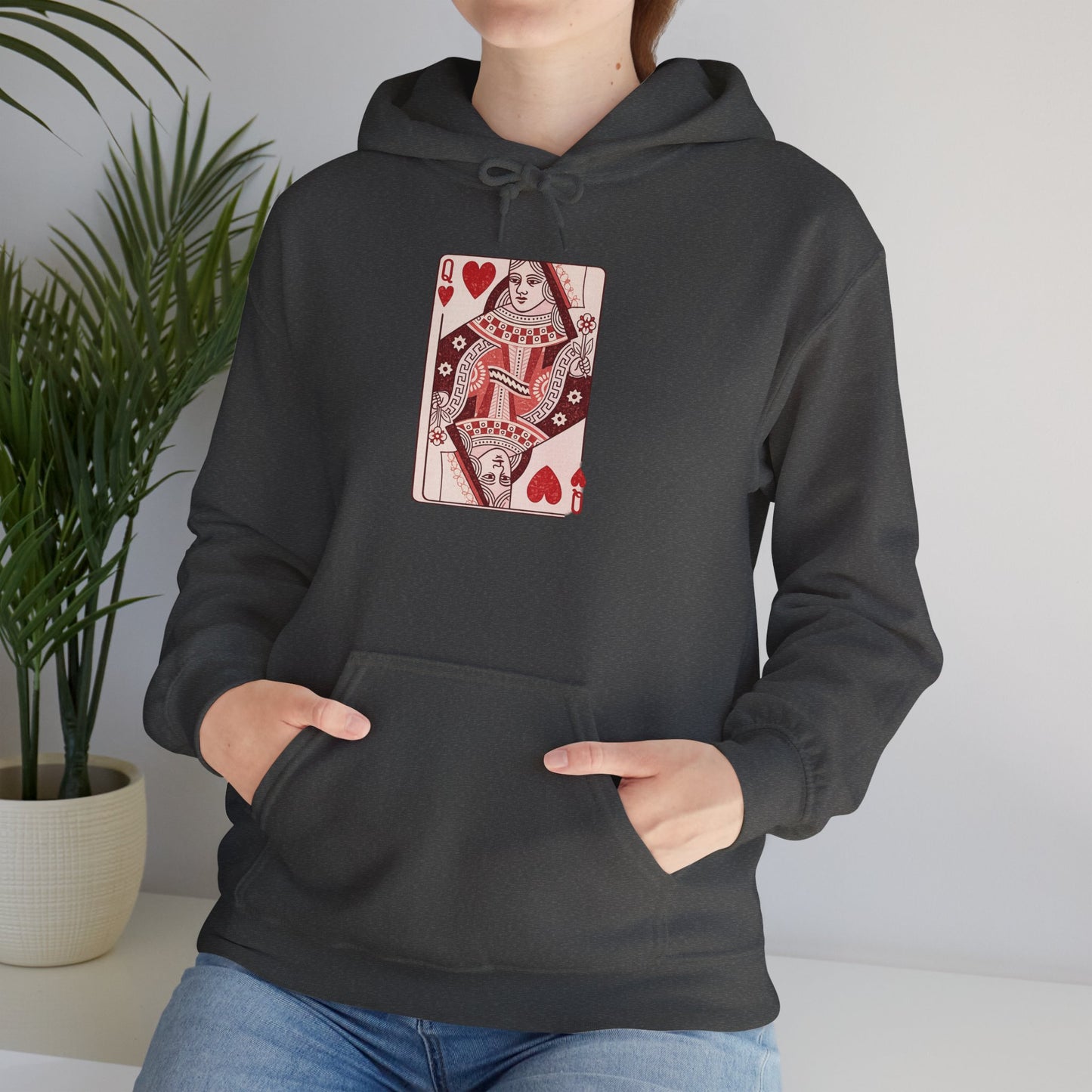 Queen of Hearts Hoodie – Vintage Playing Card Graphic Sweatshirt