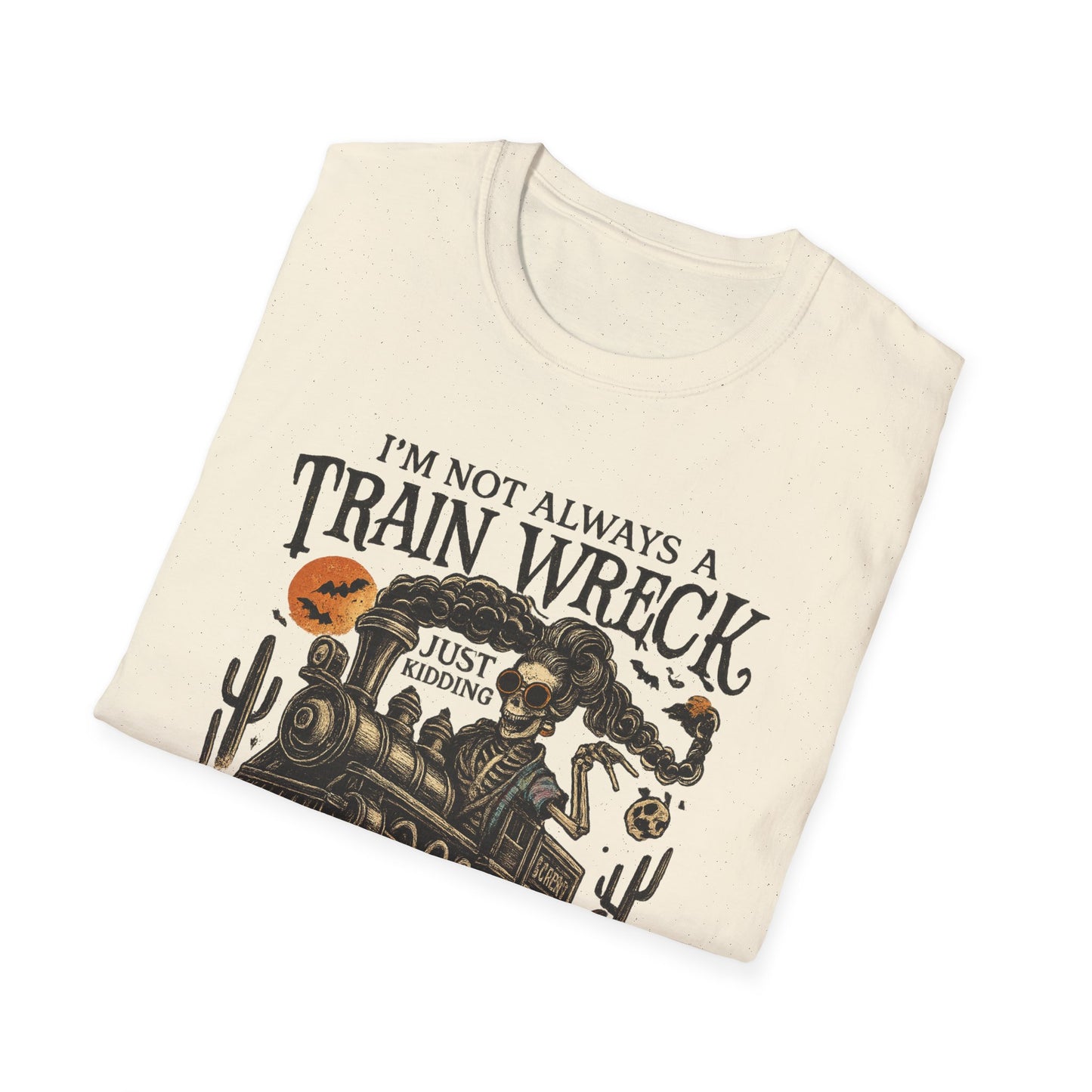 Train Wreck Unisex Softstyle T-Shirt | Funny Graphic Tee, Halloween Shirt, Gift for Friends, Casual Wear, Unique Design
