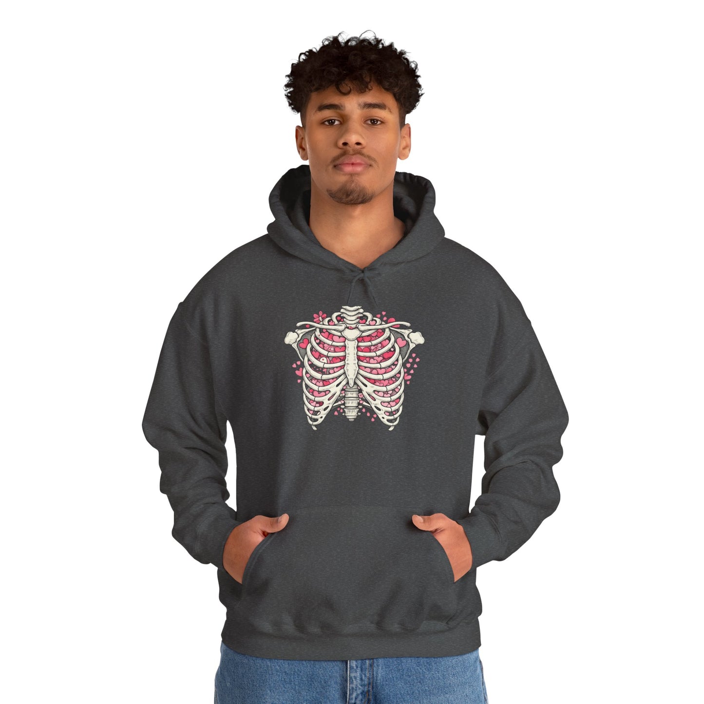 Ribcage Bloom Hoodie — Floral Skeleton Chest Graphic Sweatshirt