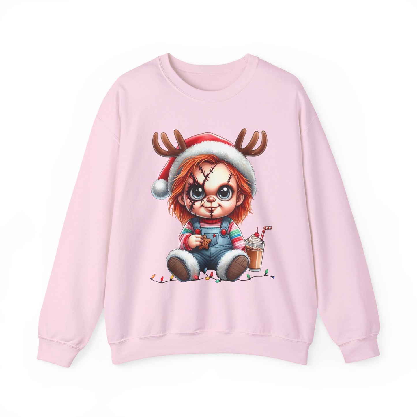 Christmas Chucky Crewneck Sweatshirt — Cute Creepy Reindeer Chucky Holiday Sweatshirt