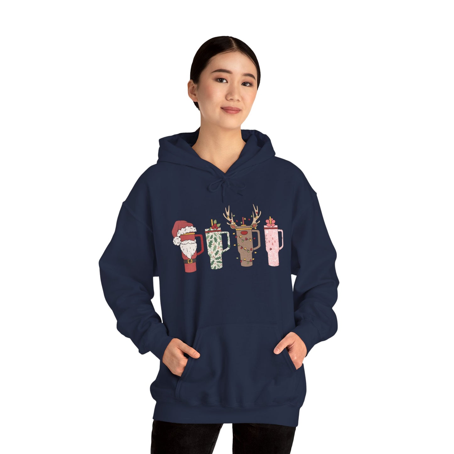 Festive Hot Beverage Hoodie, Holiday Sweatshirt, Unisex Cozy Pullover, Christmas Gift, Winter Apparel, Mug Design Hoodie