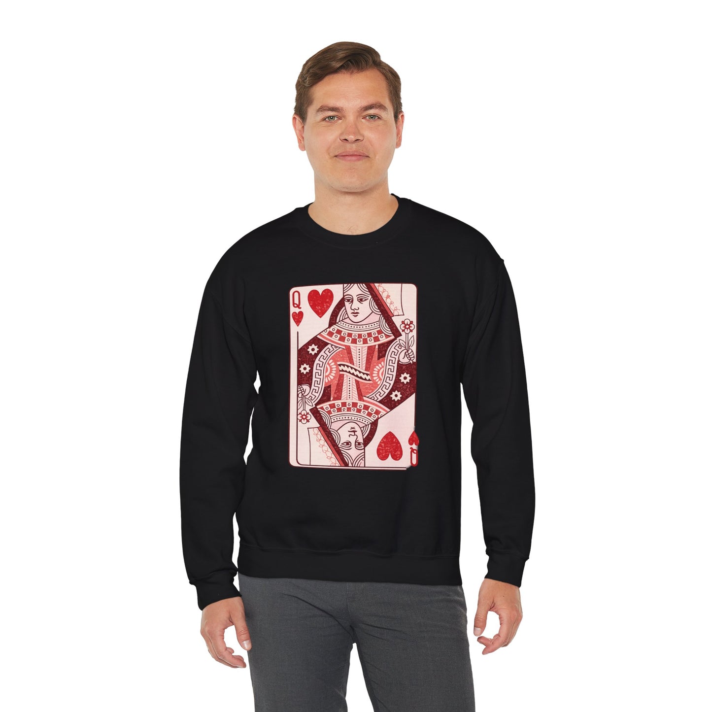 Queen of Hearts Crewneck Sweatshirt – Playing Card Graphic