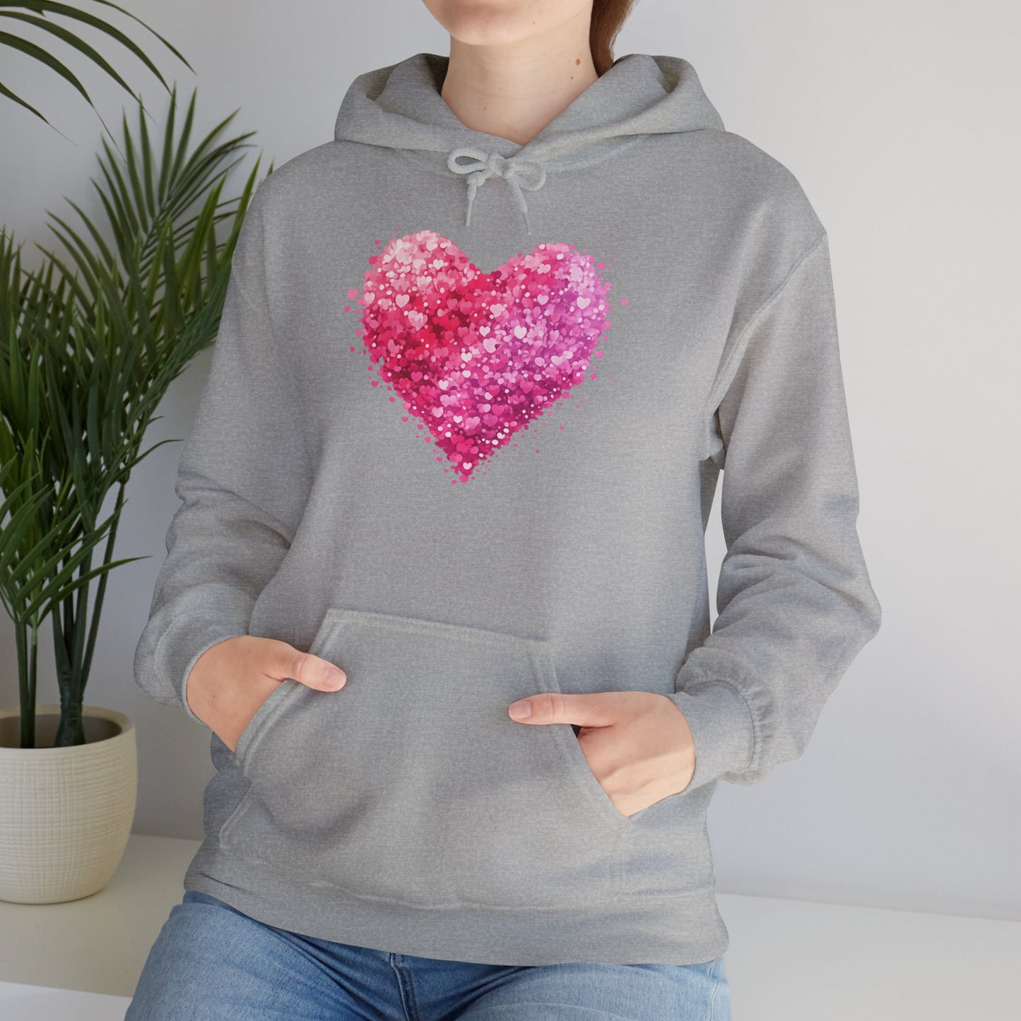Cupid Skeleton Hoodie — Gothic Valentine Skeleton with Pink Hearts Pullover