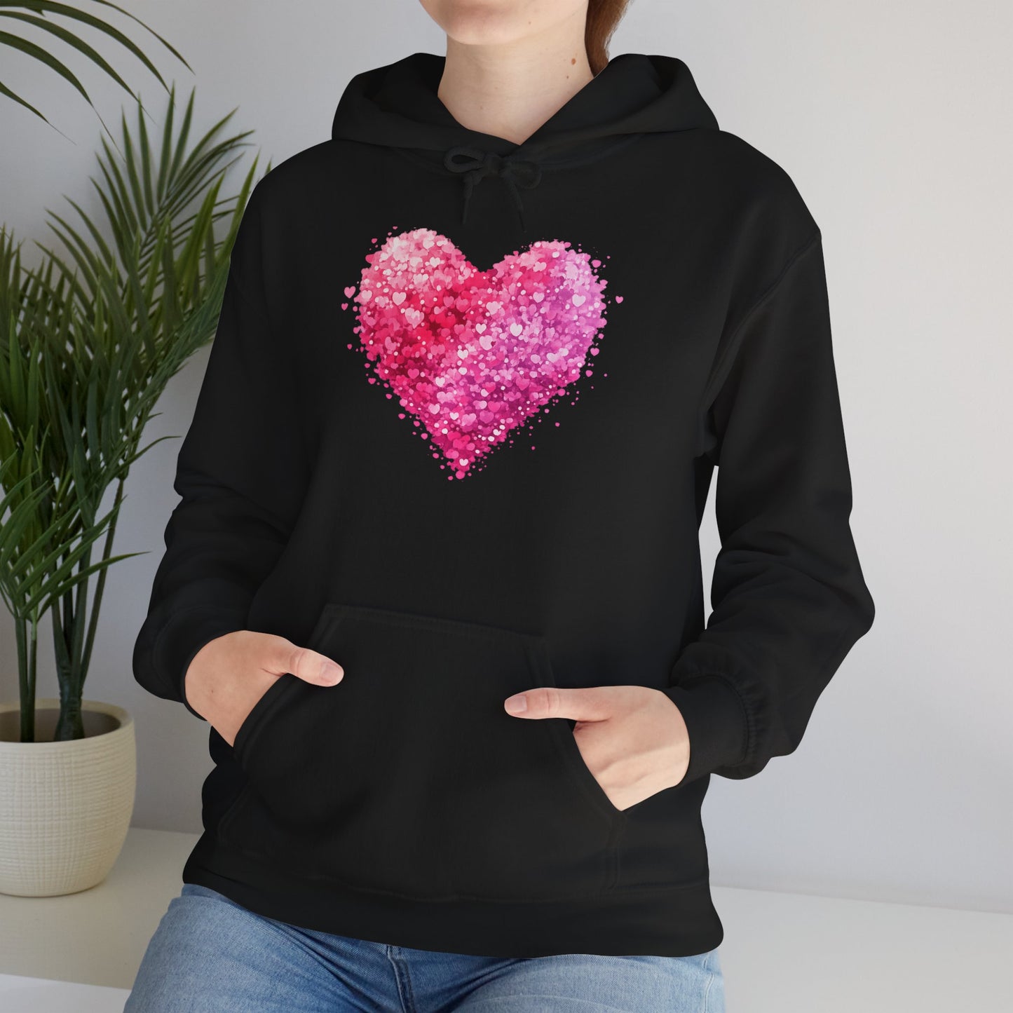 Cupid Skeleton Hoodie — Gothic Valentine Skeleton with Pink Hearts Pullover