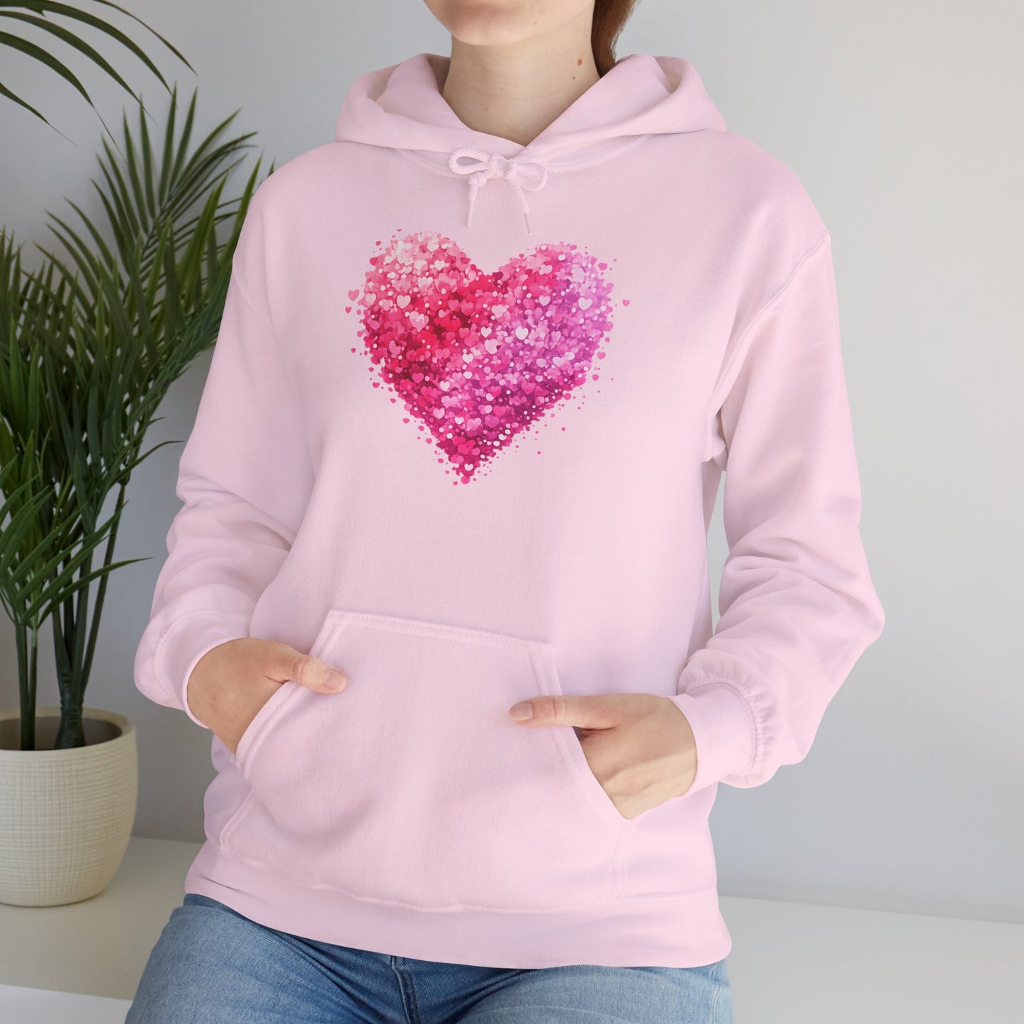 Cupid Skeleton Hoodie — Gothic Valentine Skeleton with Pink Hearts Pullover