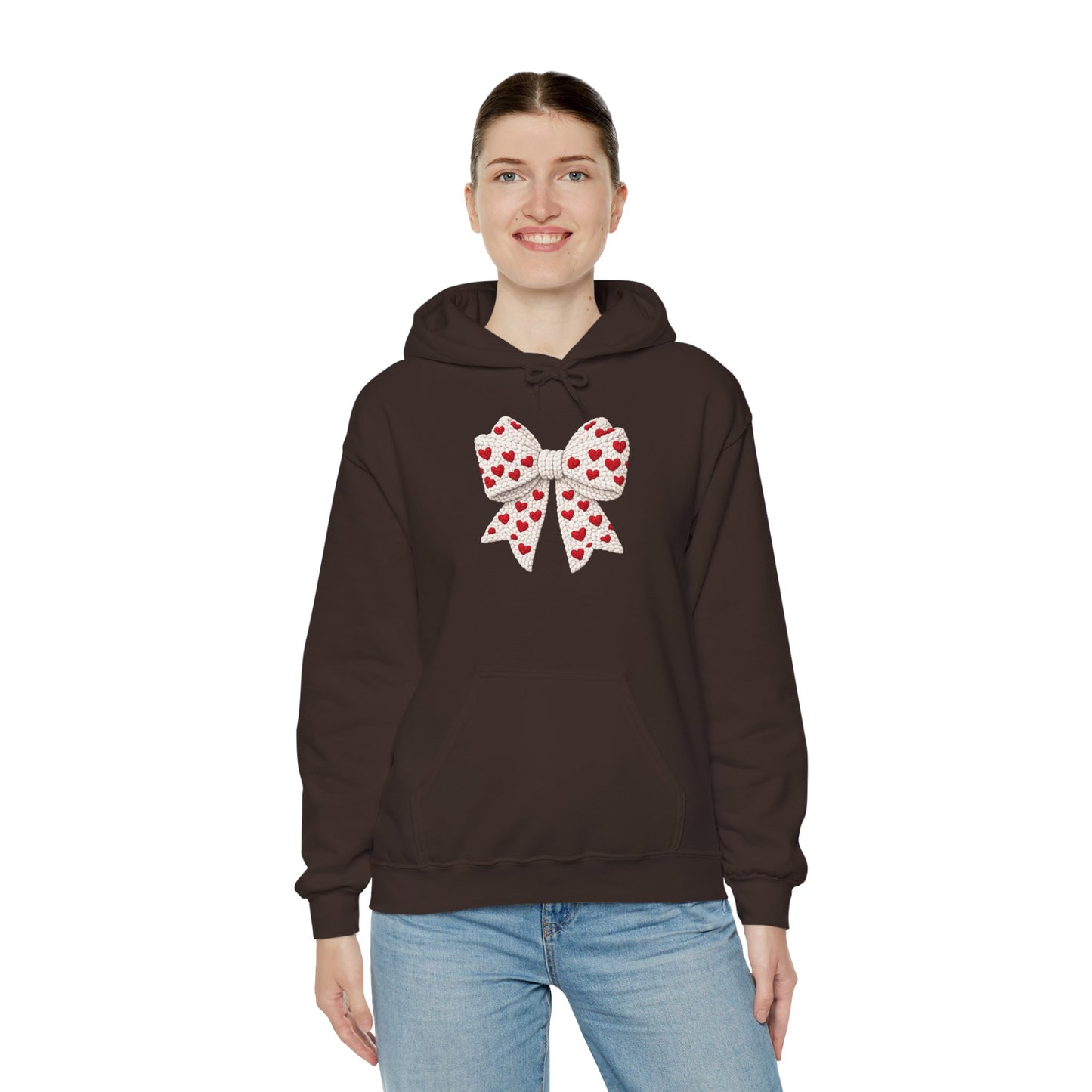 Valentine Heart Bow Hoodie — Cute Red Heart Ribbon Pullover