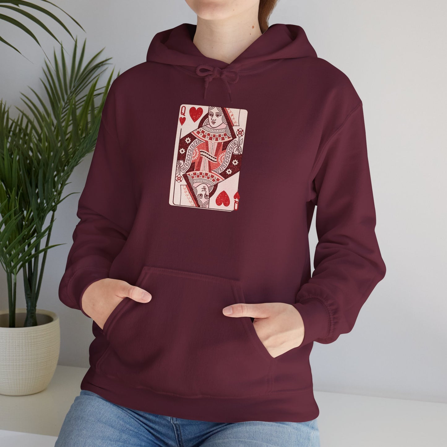 Queen of Hearts Hoodie – Vintage Playing Card Graphic Sweatshirt