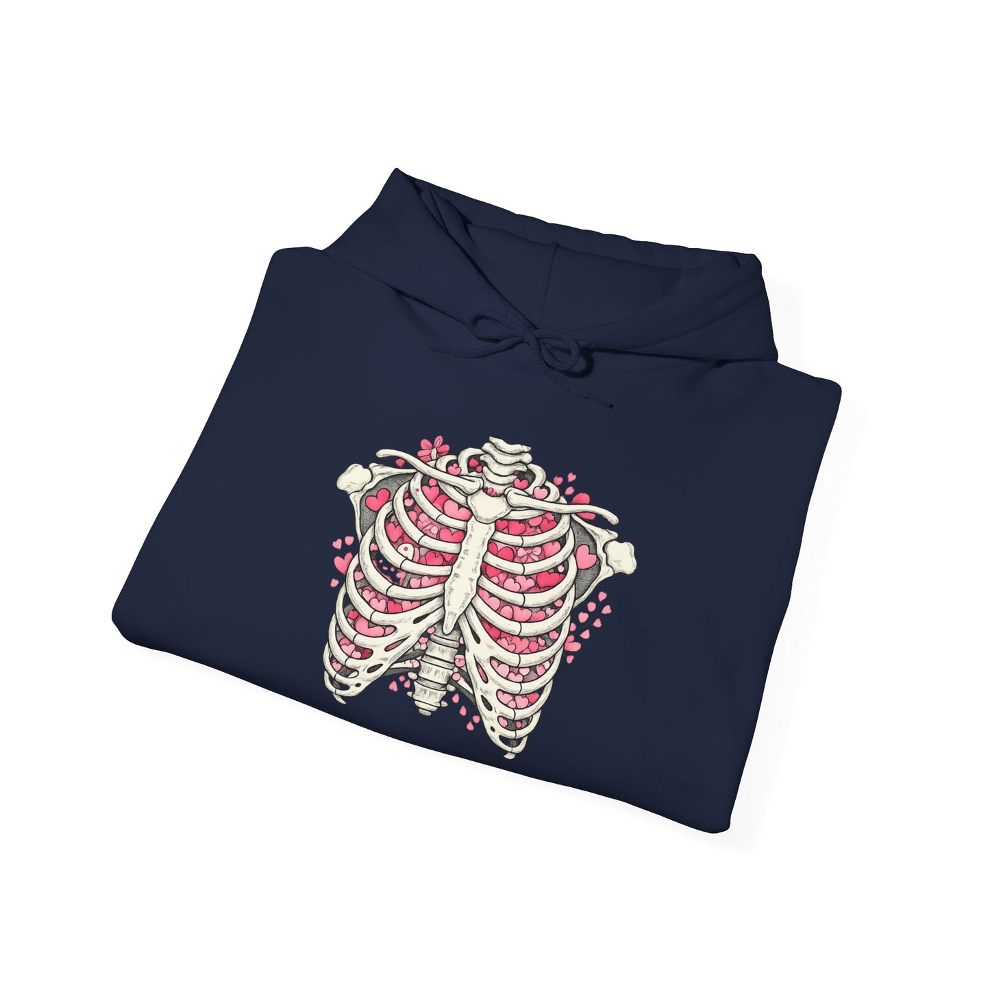 Ribcage Bloom Hoodie — Floral Skeleton Chest Graphic Sweatshirt