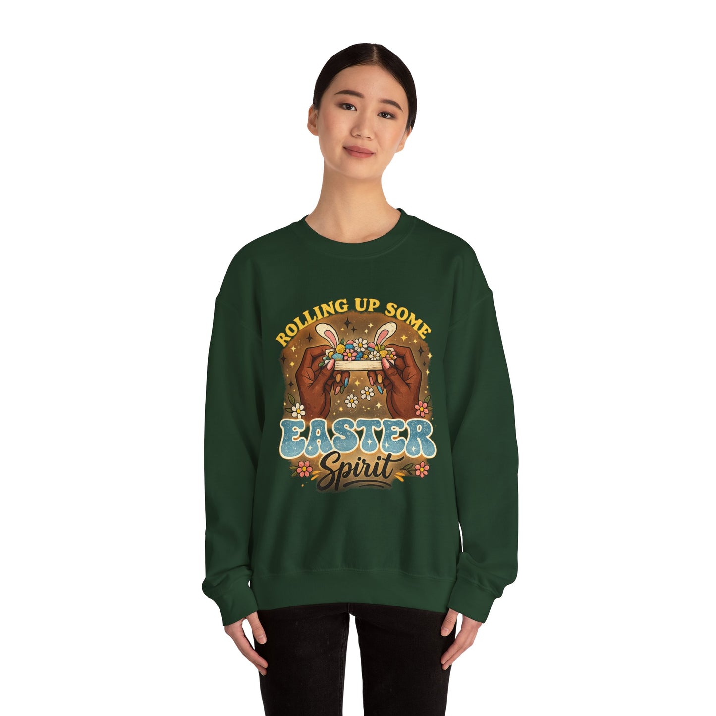 Easter Spirit Crewneck Sweatshirt — "Rolling Up Some Easter Spirit" Easter Pullover