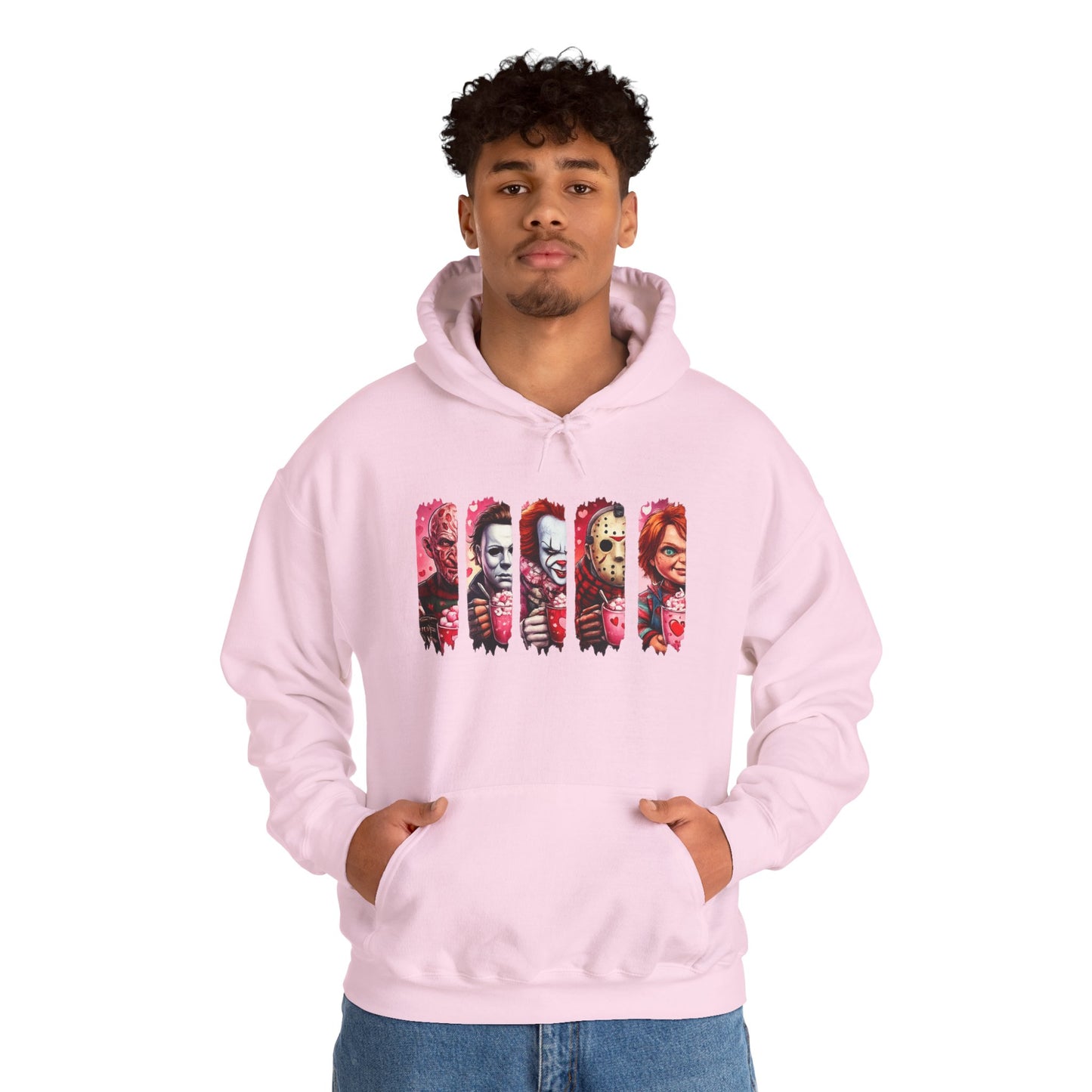 Horror Icons Hoodie — Stylized Slashed Portraits Graphic Sweatshirt