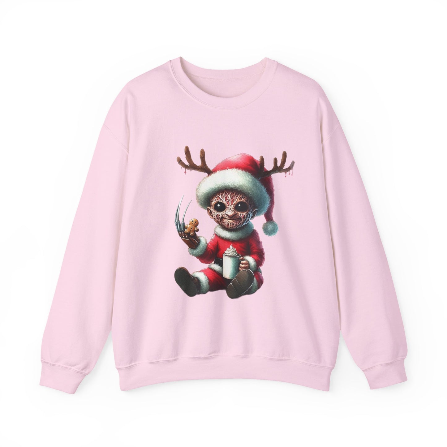 Christmas Cat Elf Sweatshirt — Cute Santa Kitten with Antlers Holiday Crewneck