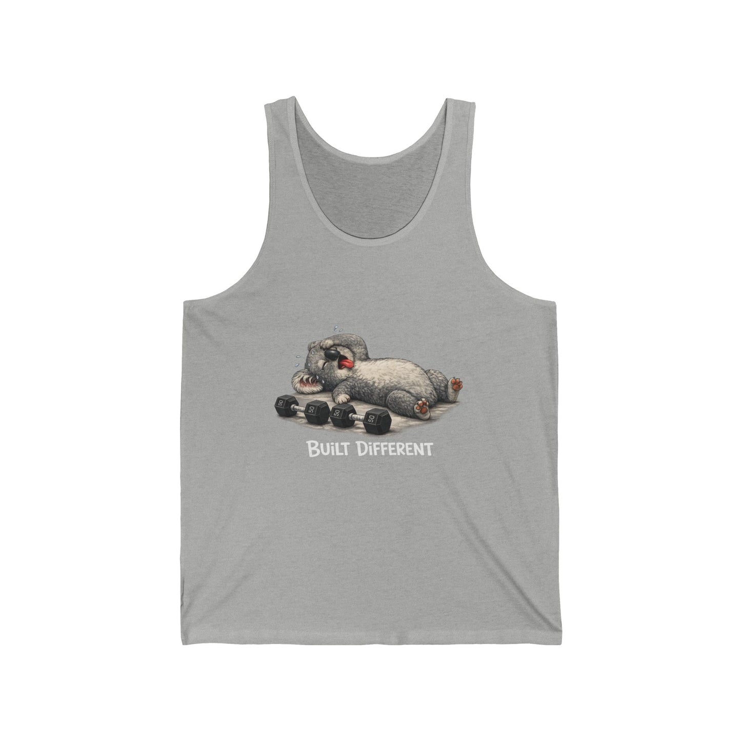 Built Different Tank Top — Funny Sleeping Bulldog Graphic Tank