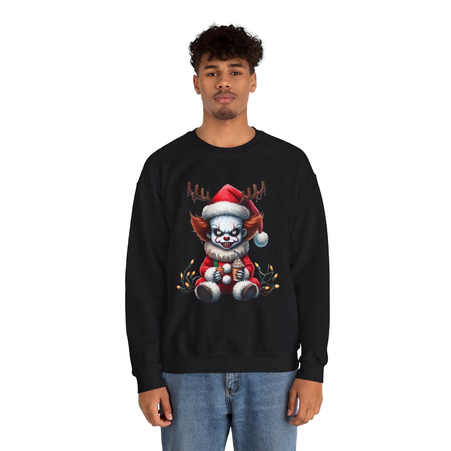 Creepy Clown Reindeer Christmas Sweatshirt