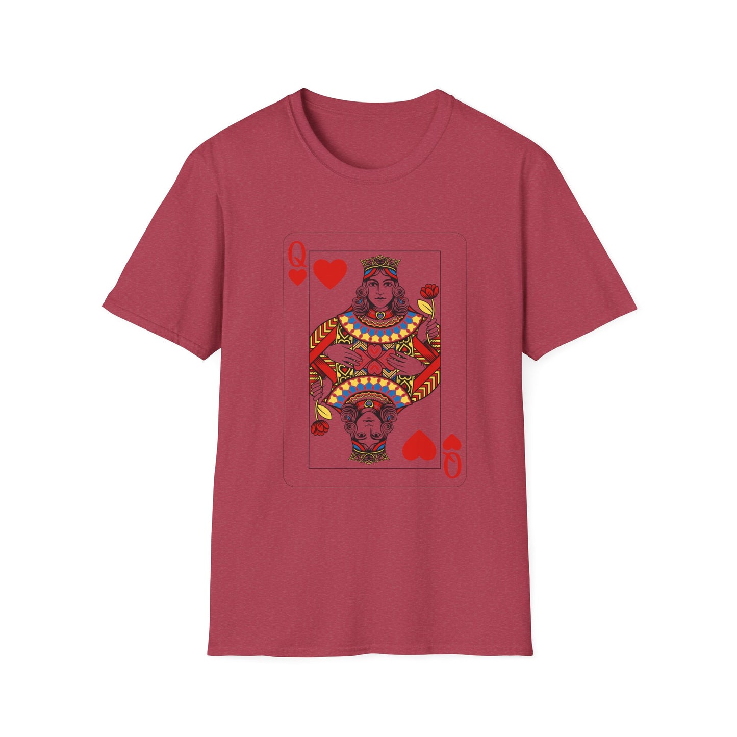 Valentines Queen of Hearts Unisex Softstyle T-Shirt - Card Inspired Design