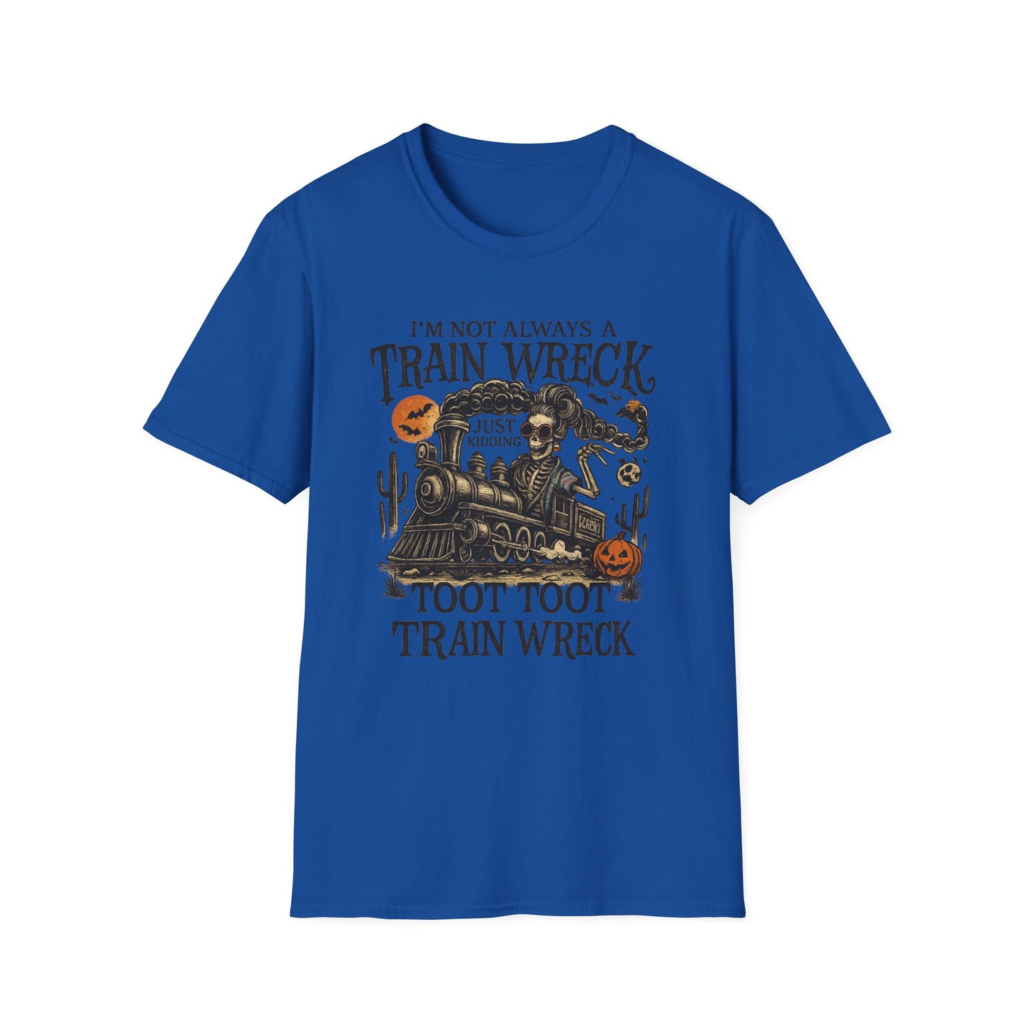 Train Wreck Unisex Softstyle T-Shirt | Funny Graphic Tee, Halloween Shirt, Gift for Friends, Casual Wear, Unique Design