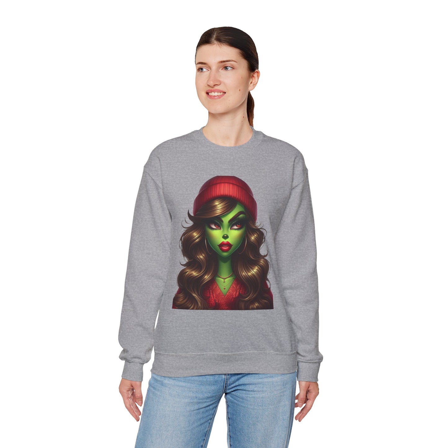 Witchy Green Girl Sweatshirt — Gothic Halloween Crewneck