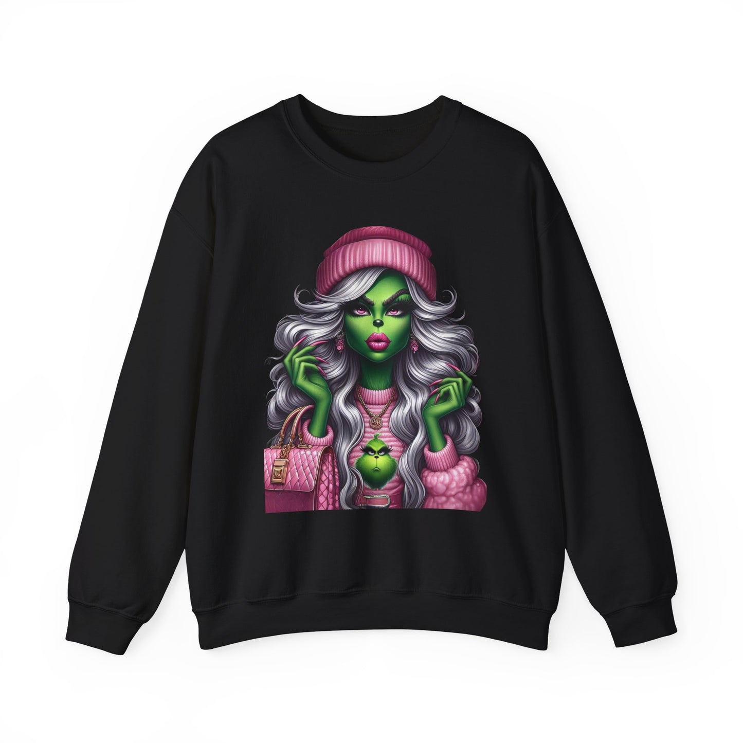Witchy Glam Crewneck Sweatshirt – Green Glamour Girl Design