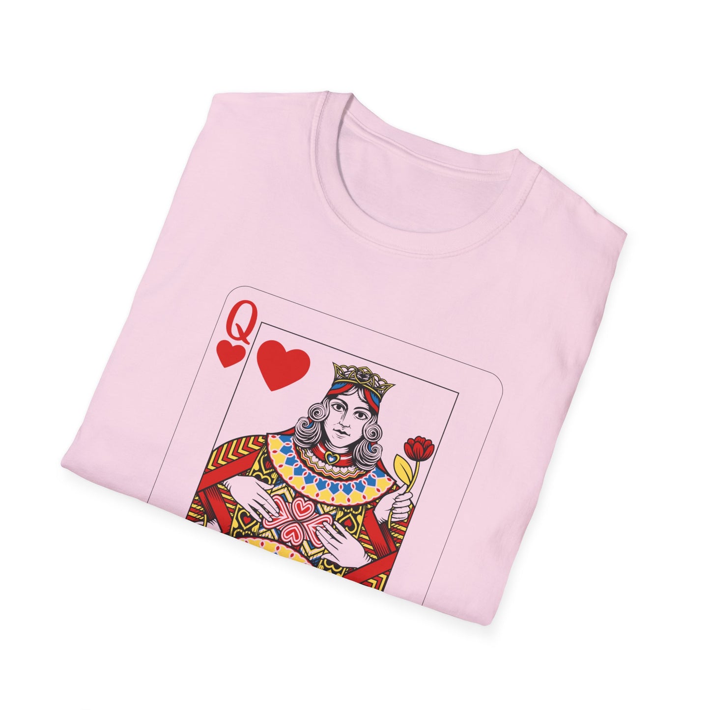 Valentines Queen of Hearts Unisex Softstyle T-Shirt - Card Inspired Design