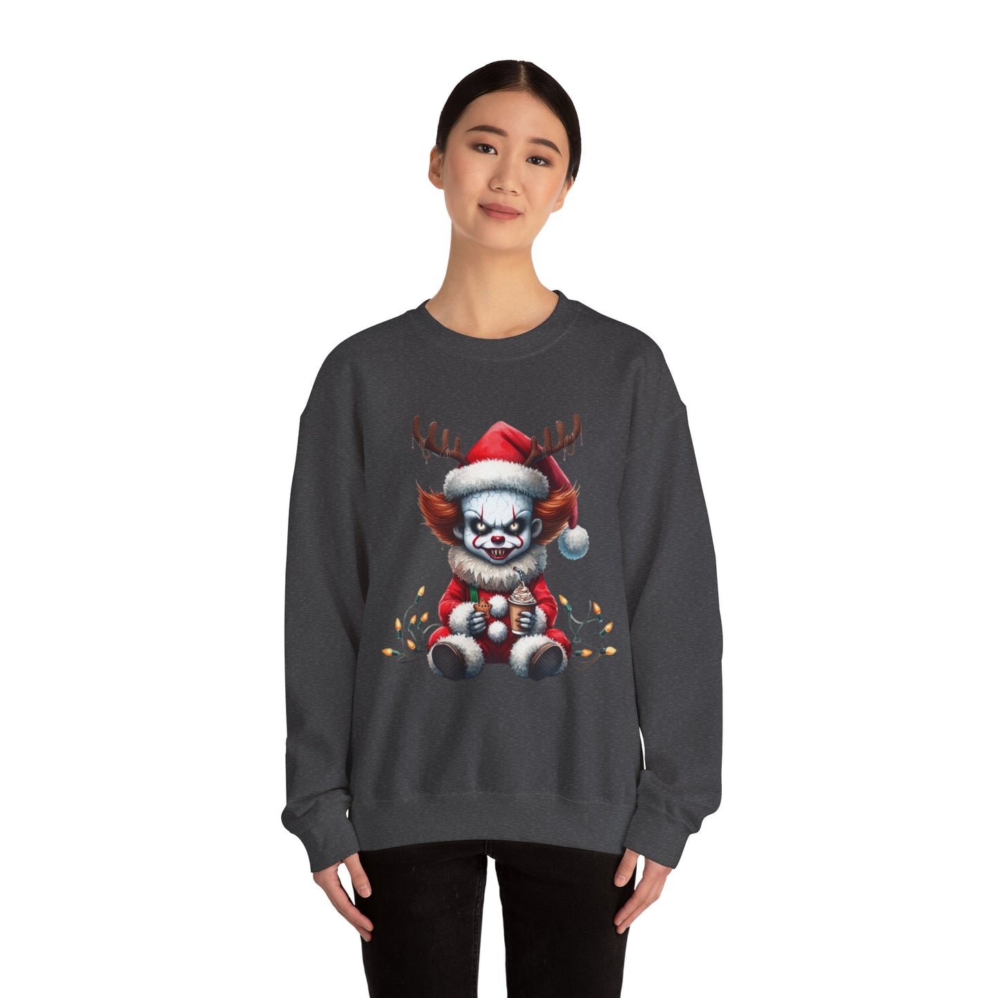 Creepy Clown Reindeer Christmas Sweatshirt