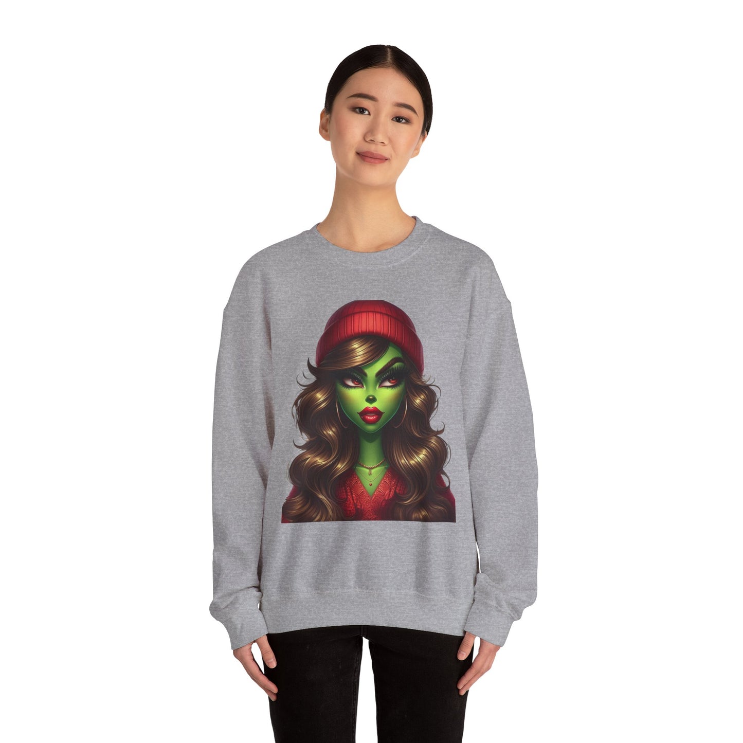 Witchy Green Girl Sweatshirt — Gothic Halloween Crewneck