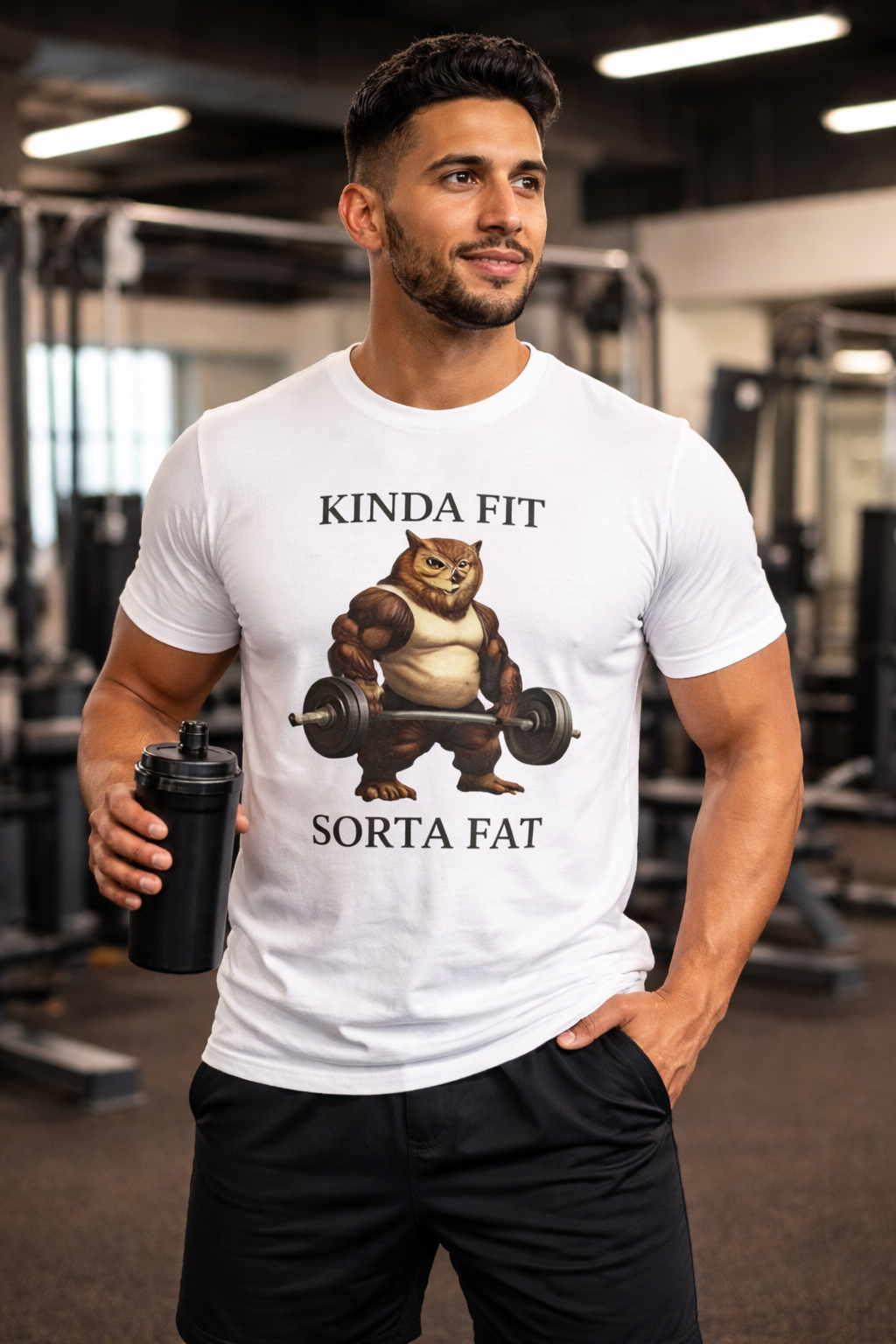 Kinda Fit Sorta Fat Cat Weightlifting T-Shirt