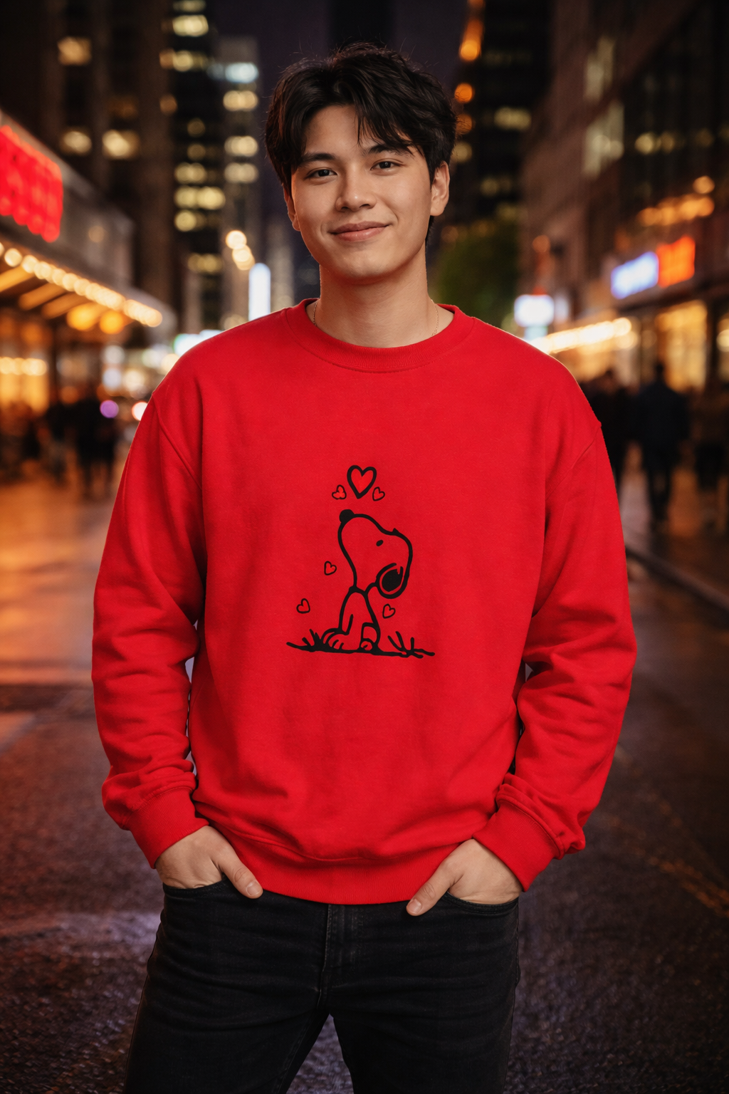 Snoopy Heart Crewneck Sweatshirt — Cute Peanuts Love Pullover