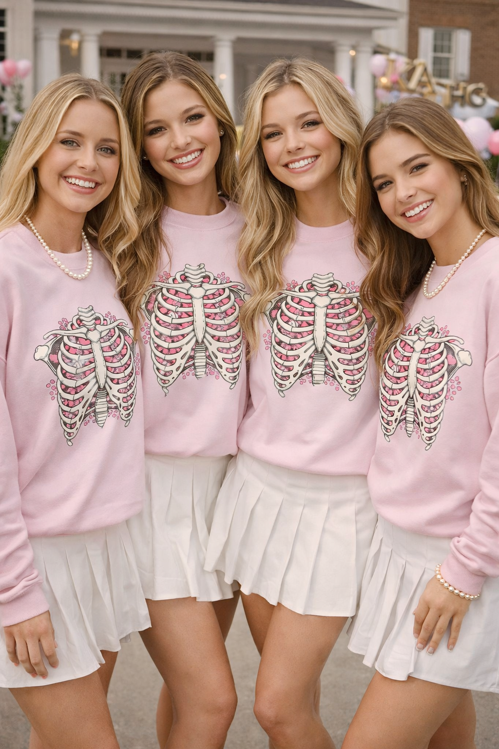 Ribcage Blossom Sweatshirt — Floral Skeleton Chest Graphic