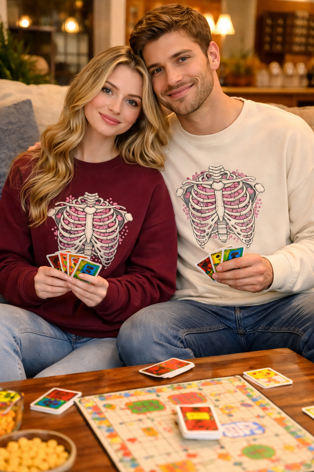 Ribcage Blossom Sweatshirt — Floral Skeleton Chest Graphic