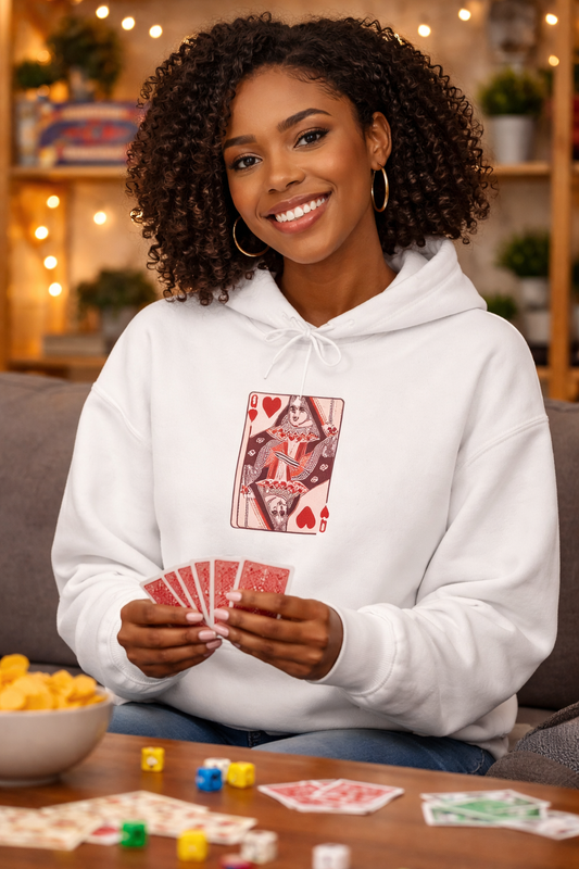 Queen of Hearts Hoodie – Vintage Playing Card Graphic Sweatshirt