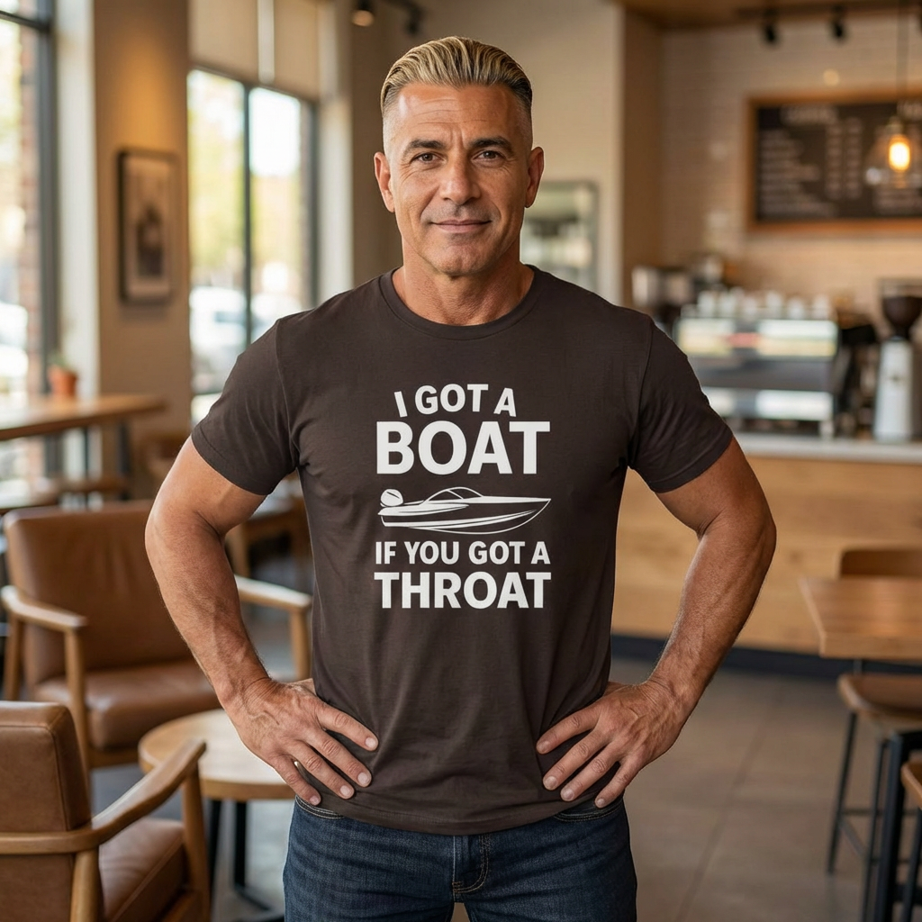 Boat Pun T-Shirt — "I Got a Boat If You Got a Throat" Funny Boating Tee for Lake & Fishing Fans