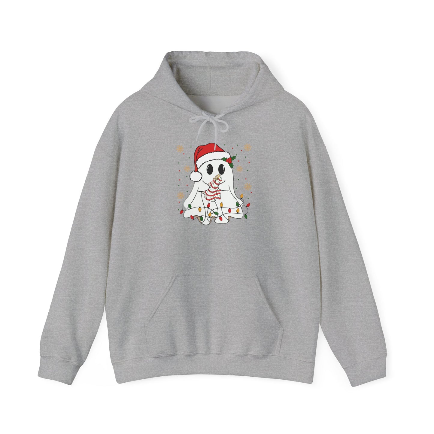 Santa Ghost Christmas Hoodie, Unisex Holiday Hoodie, Cute Winter Apparel, Cozy Gift for Ghost Lovers, Funny Xmas Clothing