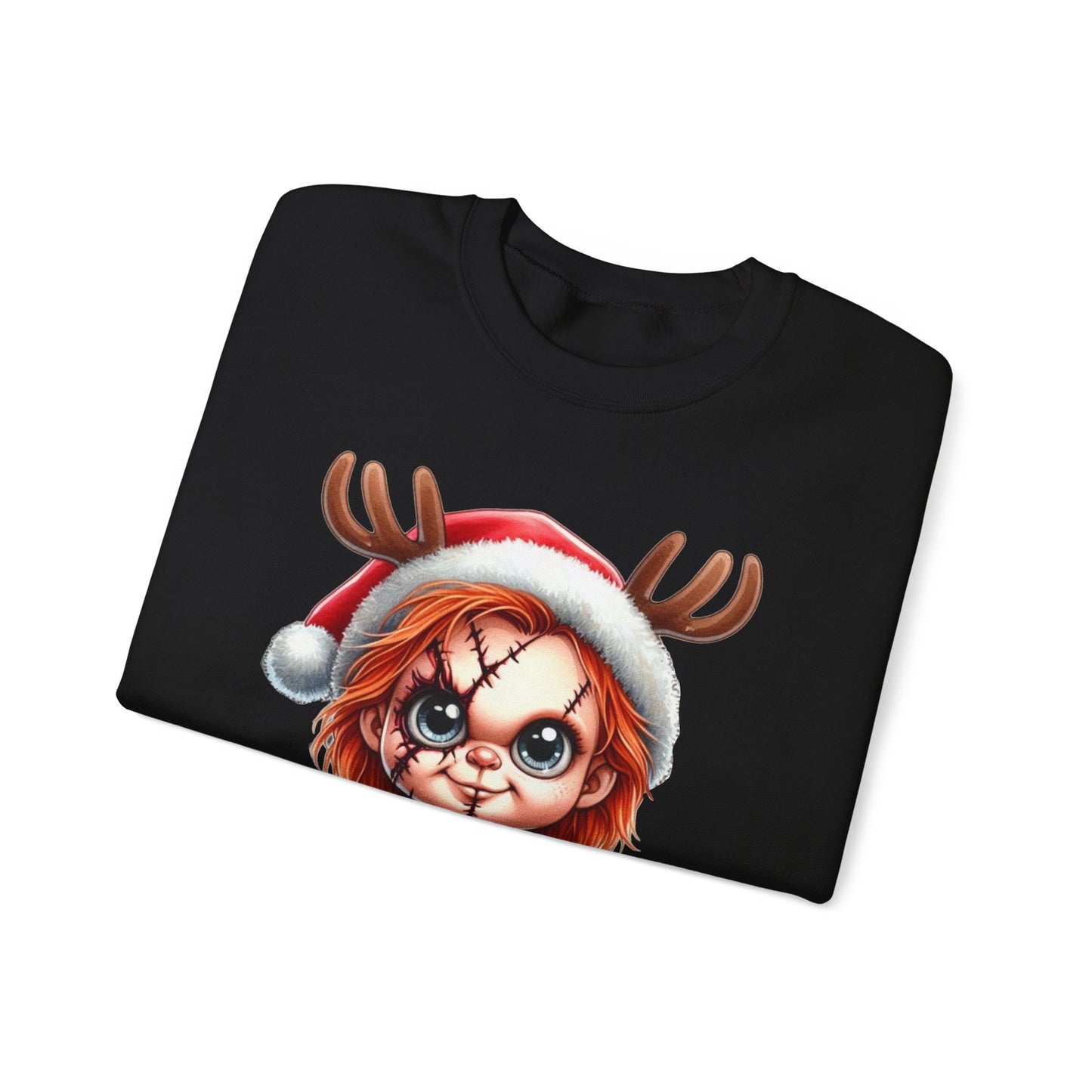 Christmas Chucky Crewneck Sweatshirt — Cute Creepy Reindeer Chucky Holiday Sweatshirt