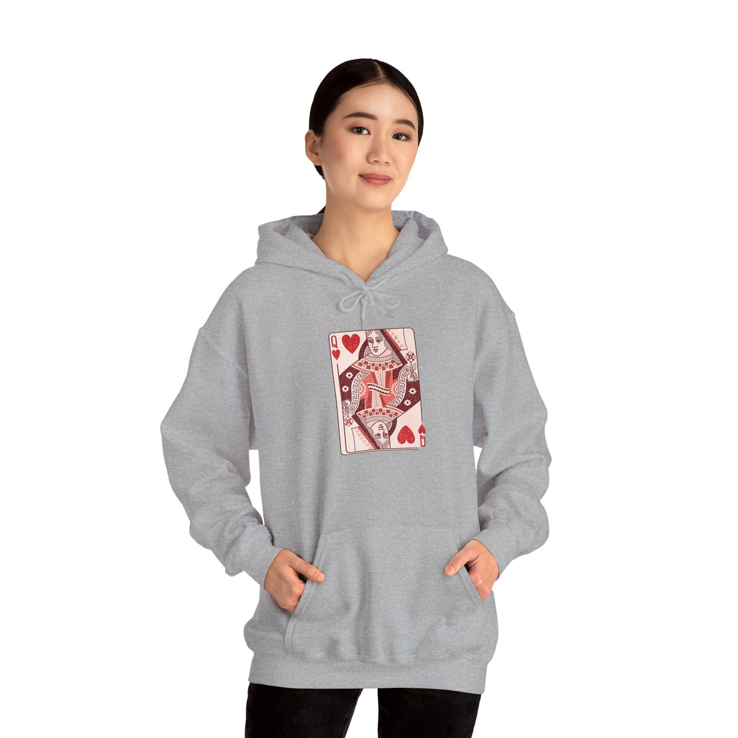 Queen of Hearts Hoodie – Vintage Playing Card Graphic Sweatshirt
