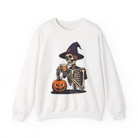 Spooky Skeleton Halloween Sweatshirt, Unisex Crewneck, Cozy Fall Fashion, Halloween Costume, Party Apparel, Ideal for Trick or Treat