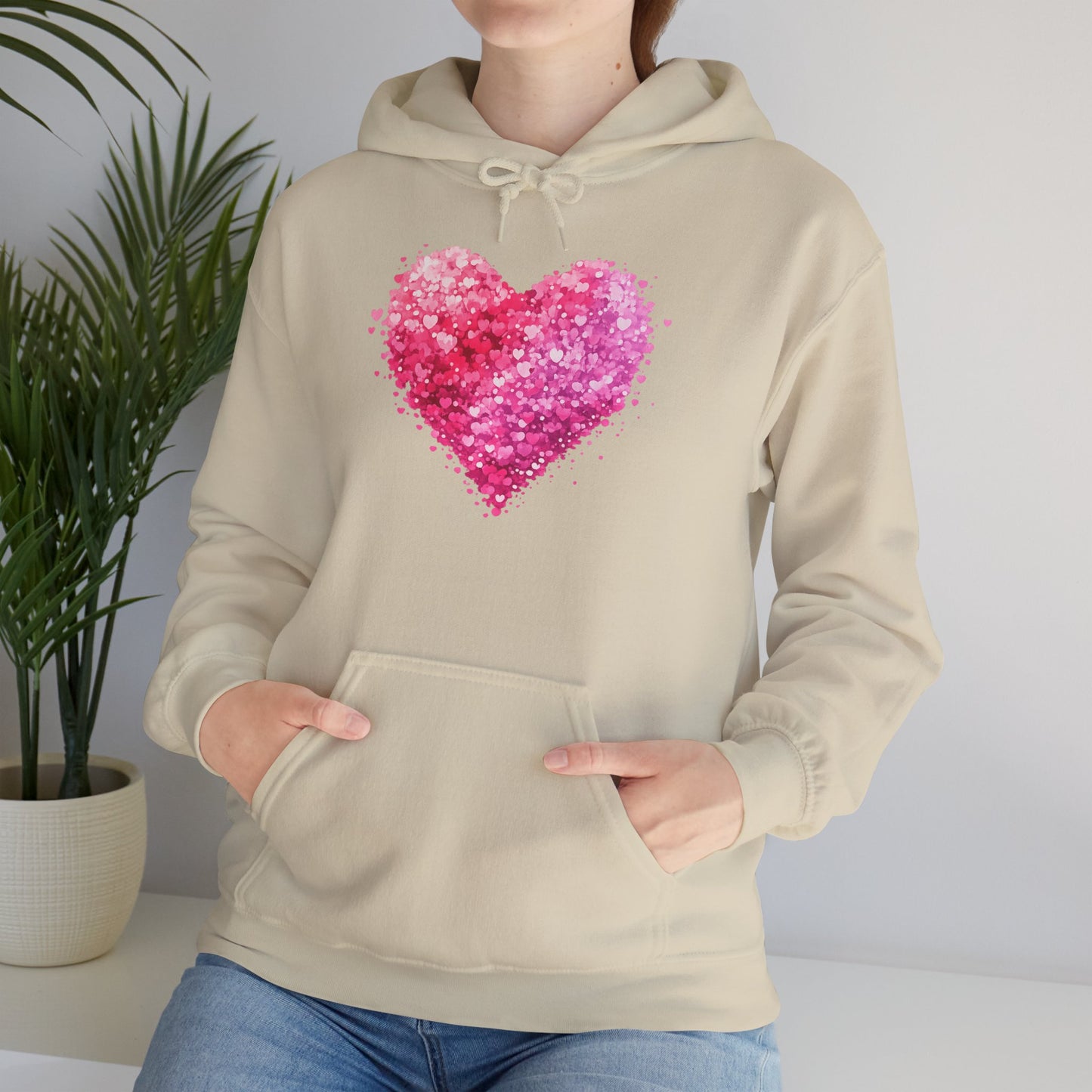 Cupid Skeleton Hoodie — Gothic Valentine Skeleton with Pink Hearts Pullover