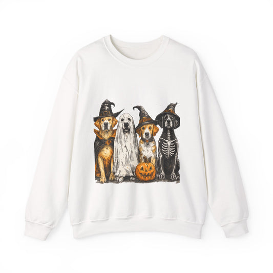 Halloween Dog-Themed Sweatshirt, Cozy Fall Apparel, Unisex Crewneck, Pet Lover Gift, Spooky Season Fashion