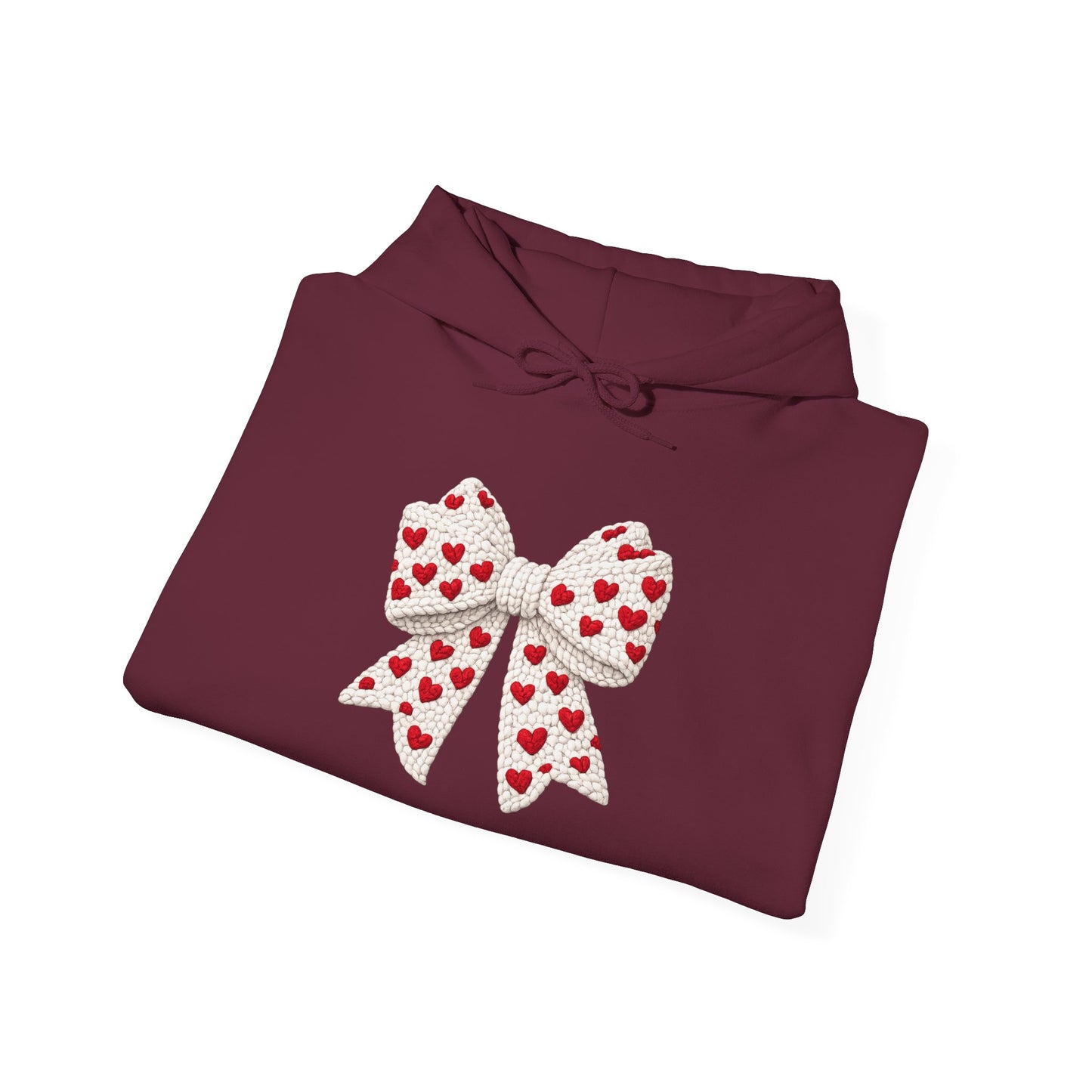 Valentine Heart Bow Hoodie — Cute Red Heart Ribbon Pullover