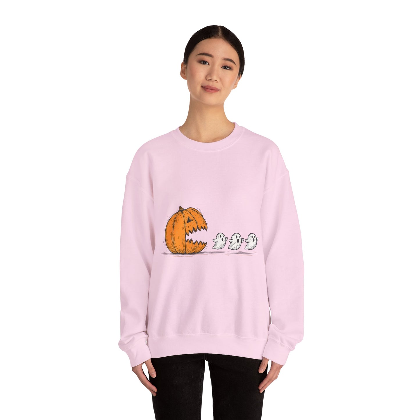 Spooky Pumpkin Ghosts Sweatshirt | Cozy Halloween Crewneck, Fall Fashion, Unisex Gift, Harvest Party Wear, Cute Autumn Outfit