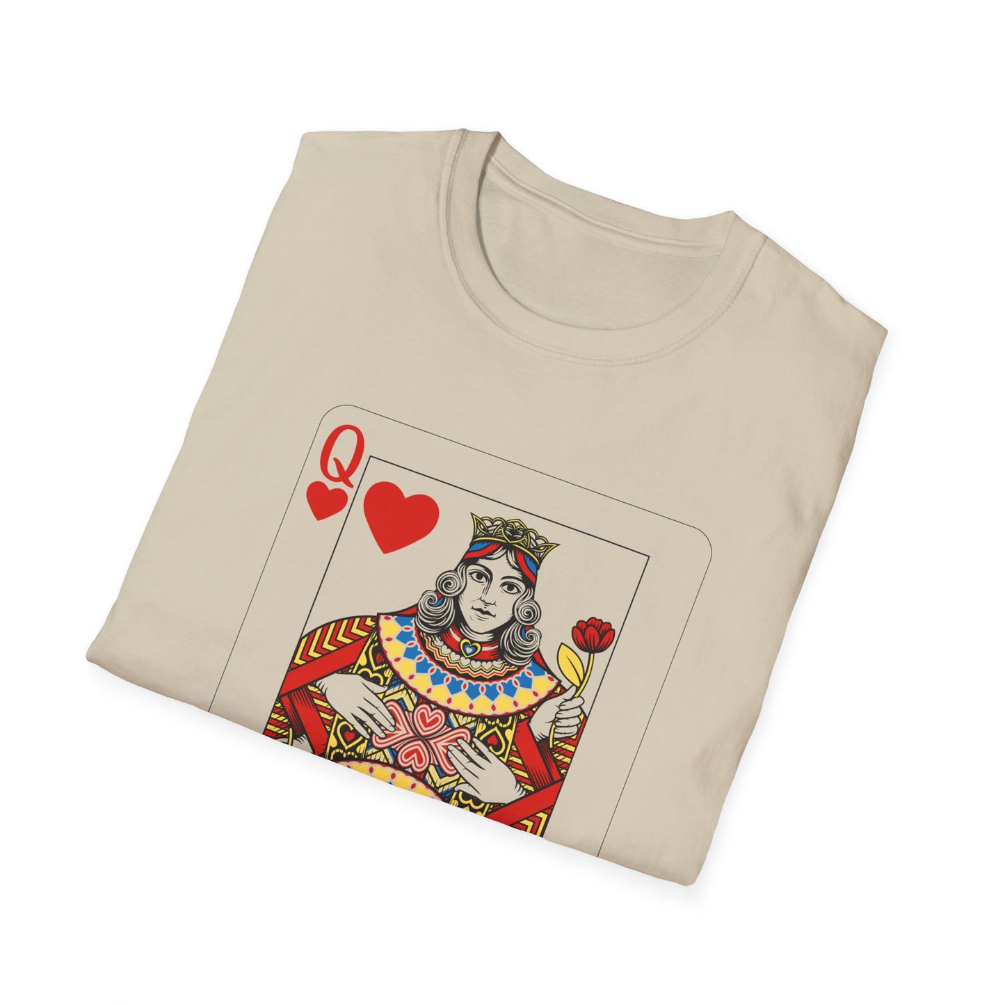 Valentines Queen of Hearts Unisex Softstyle T-Shirt - Card Inspired Design