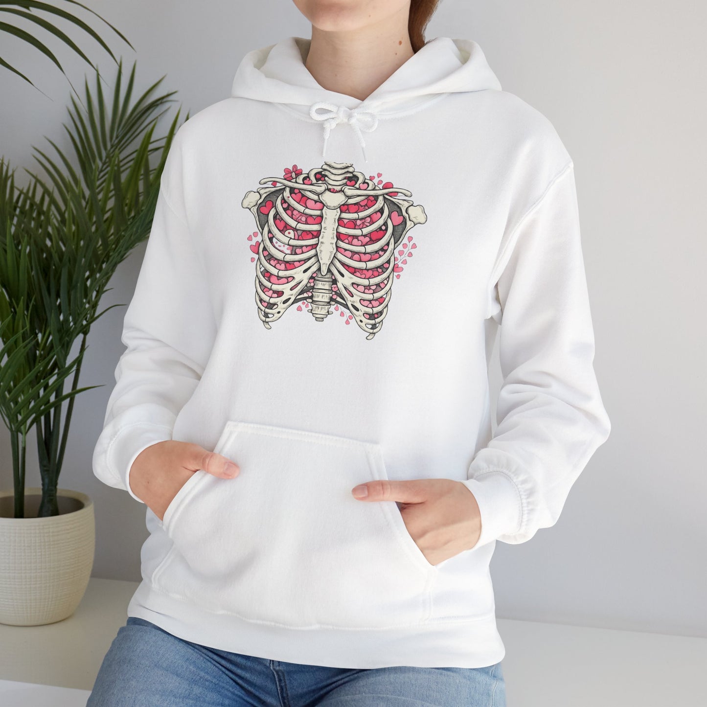 Ribcage Bloom Hoodie — Floral Skeleton Chest Graphic Sweatshirt