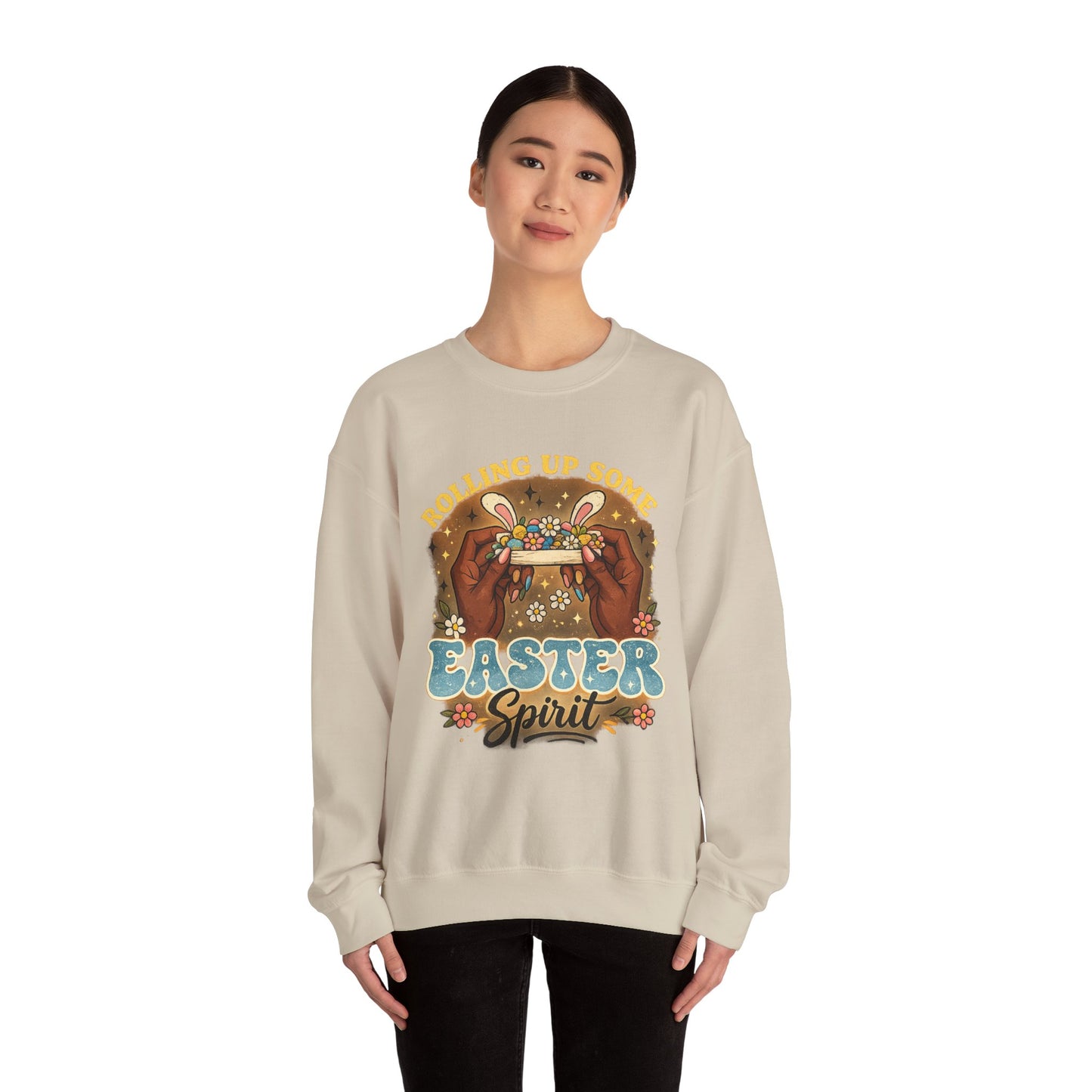 Easter Spirit Crewneck Sweatshirt — "Rolling Up Some Easter Spirit" Easter Pullover