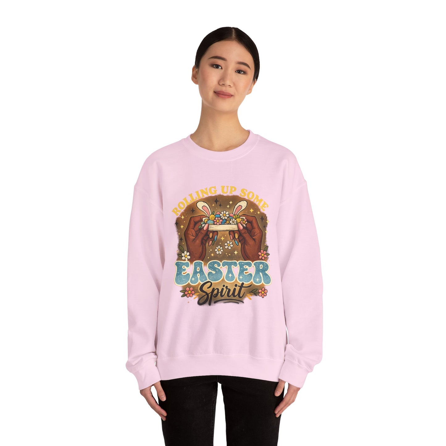 Easter Spirit Crewneck Sweatshirt — "Rolling Up Some Easter Spirit" Easter Pullover