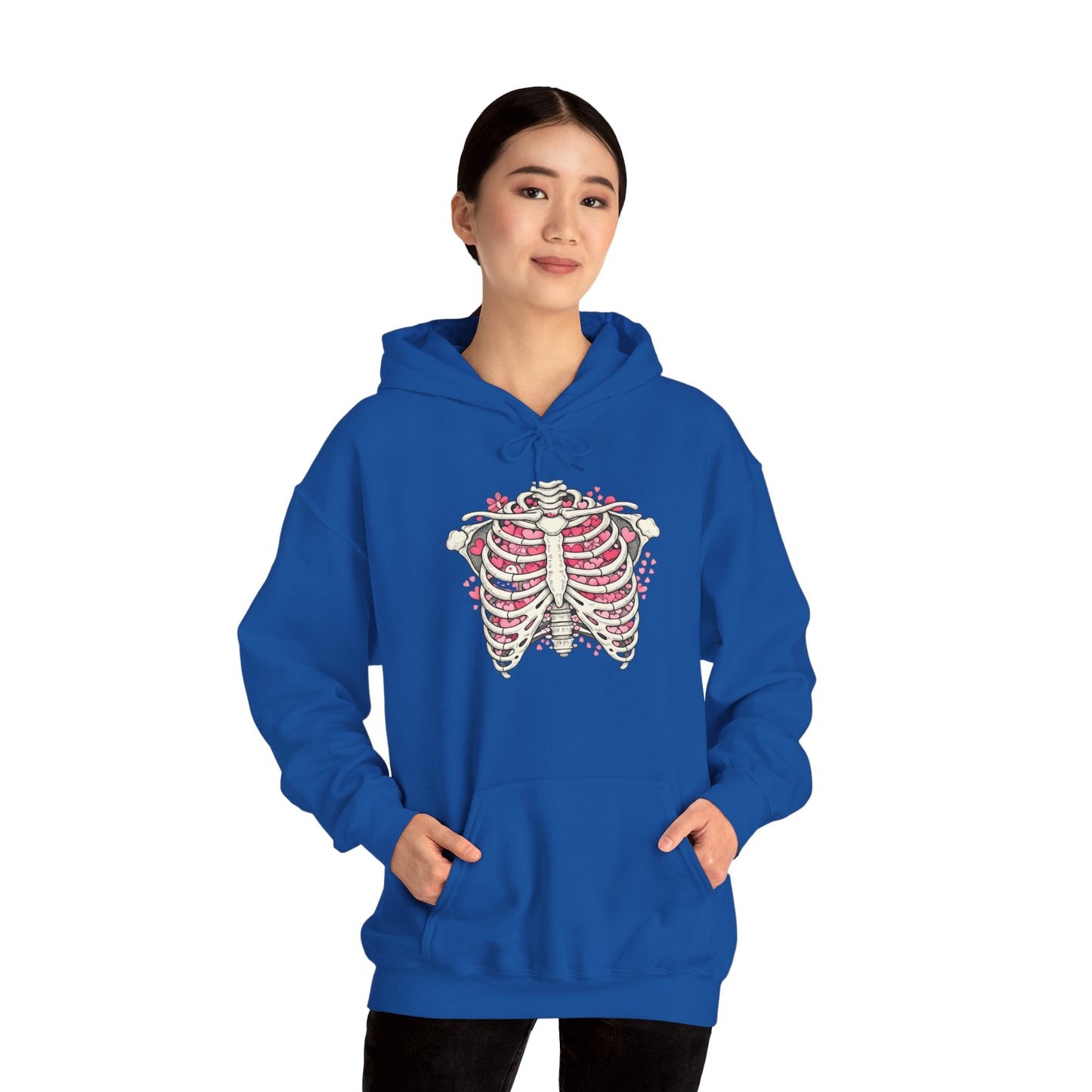 Ribcage Bloom Hoodie — Floral Skeleton Chest Graphic Sweatshirt