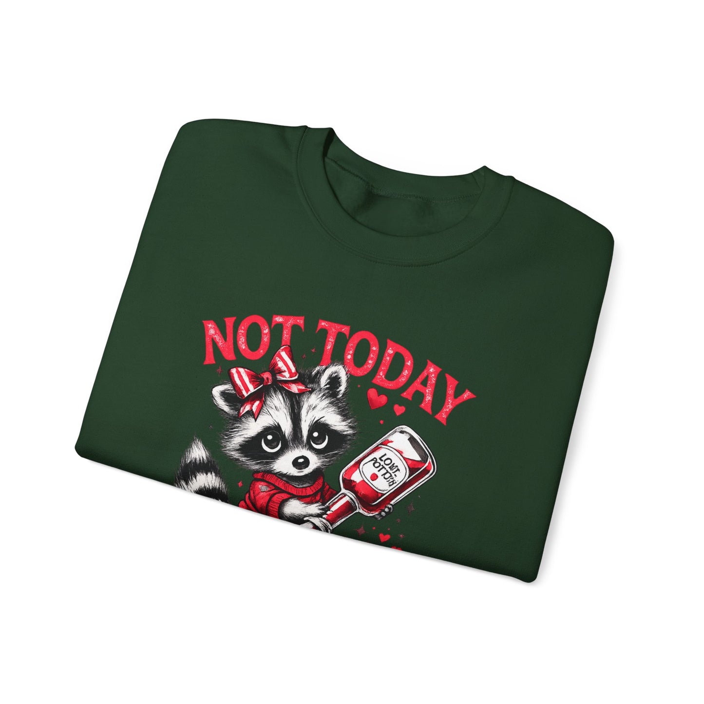 Not Today Cupid Sweatshirt — Cute Raccoon Anti-Valentine Crewneck