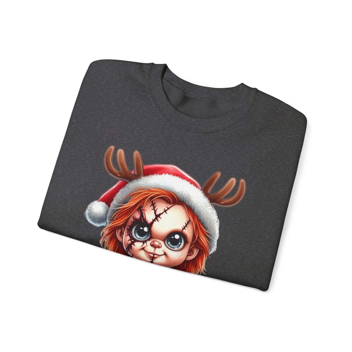 Christmas Chucky Crewneck Sweatshirt — Cute Creepy Reindeer Chucky Holiday Sweatshirt